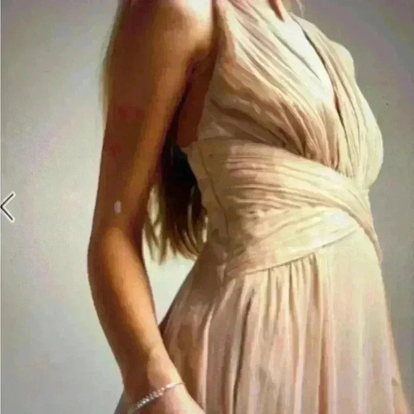 ASOS Design Bridesmaid Ruched Bodice Drape Maxi Dress In The  Color Blush Size 4 - Picture 1 of 10